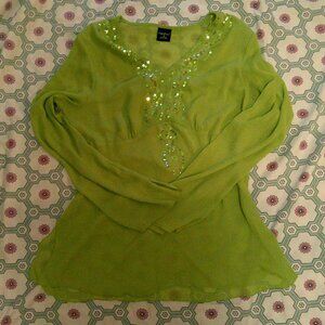 Lime Green Sequinned Whimsical Blouse